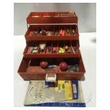 Fishing tackle box with contents