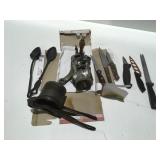Vintage kitchen grinder and knives