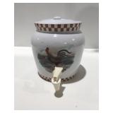 Ceramic rooster beverage dispenser