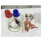 Miscellaneous items, siphon pump, thermometer,