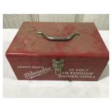 Empty Milwaukee drill, box, metal