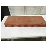 Metal hardware cabinet w/ mostly brass contents