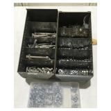 2 Metal bins, bolts, and nuts