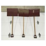3 plastic snow shovels