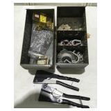 2 Metal bins, pop, rivet, guns pop, rivets cable