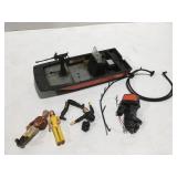 Vintage A team boat, and figures