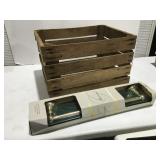 Wood crate at 18 inch towel bar