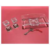 Crystal, bohemian candleholders and crystal candy