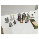 Vintage items thermometer, salt, and pepper