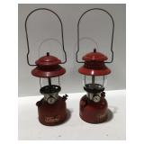 2 vintage, red Coleman lanterns