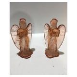 Pink depression, angel candle holders