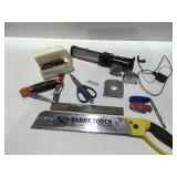 Miscellaneous tools, saws flashlight, square tape