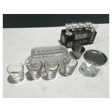 Shot glasses, butter, dish, and more