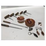 Polished stone items, keychain, ring, cork, screw