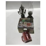Metallic ceramic mug set and candleholders