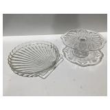 Glass cake plate, and platter