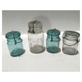 4 vintage glass canning jars