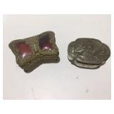 2 Metal trinket boxes, one music box