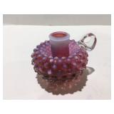 Fenton, cranberry hobnail candleholder
