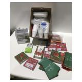 Paper, napkins, cups, plastic cutlery, set