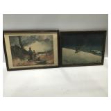 2 vintage prints framed