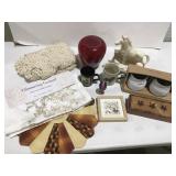 Miscellaneous items, coffee, cups, candle, decor