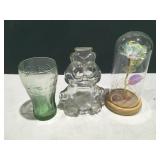 Garfield bank, Coca-Cola glass & flower