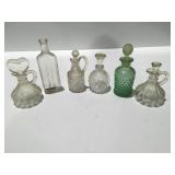 Vintage glass cruets and other glass  items