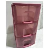 3 drawer, plastic storage unit with candles