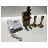 Telephone knife block, heavy candlesticks