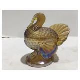 Vintage LE Smith, amber glass, turkey covered