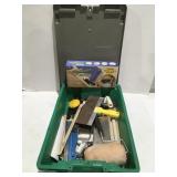 Painting supplies in a tote