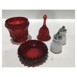 Fenton hobnail, red glass ashtray &  other Fenton