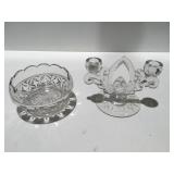 Glass candle, stick, candy dish