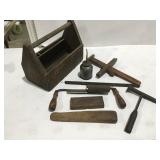 Vintage toolbox, and tools