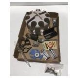 Vintage items, poker chip holder, scale, weight