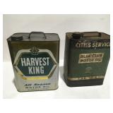 Harvest King  & cities service 2 gallon cans