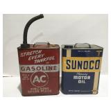 Vintage Sunoco oil  and AC gas 2 gallon cans