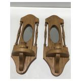Wood mirror candleholders