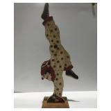 Vintage wood, painted clown 30.5 inches tall