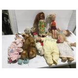 Vintage doll babies, and stuffed animals