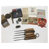 Vintage items ice picks snuff can vintage