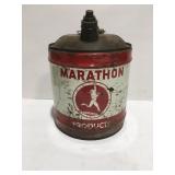 Vintage marathon 5 gallon oil can
