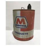Vintage marathon 5 gallon oil can