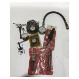 Snap on tool items & blue Point pressure gauge