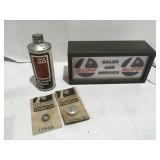 Vintage Rupp minibike sign oil can & parts Can