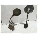 Two vintage metal based lamps