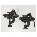 2 vintage, small clamp on vises
