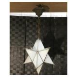 Antique leaded star stained glass hanging lamp