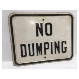 Metal porcelain covered no dumping sign